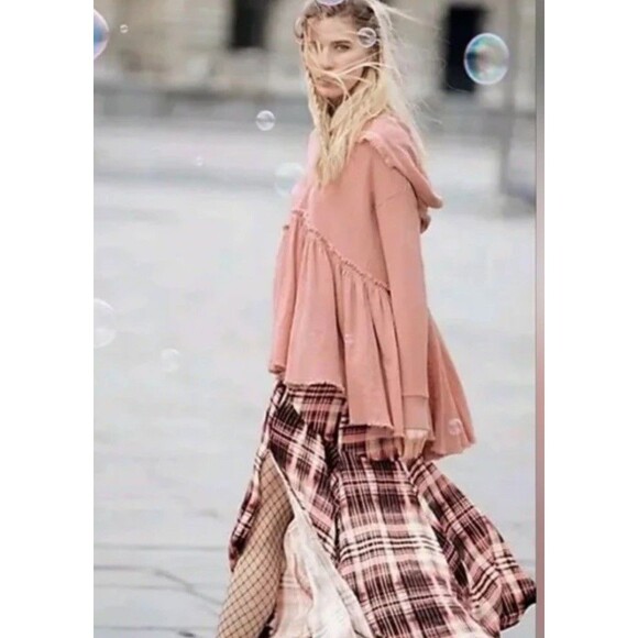 New Free People Summer Dreams pink oversized size S hoodie sweatshirt NWT - Picture 3 of 8